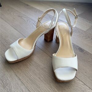 Jessica Simpson White Platform Heeled Sandals Size 10